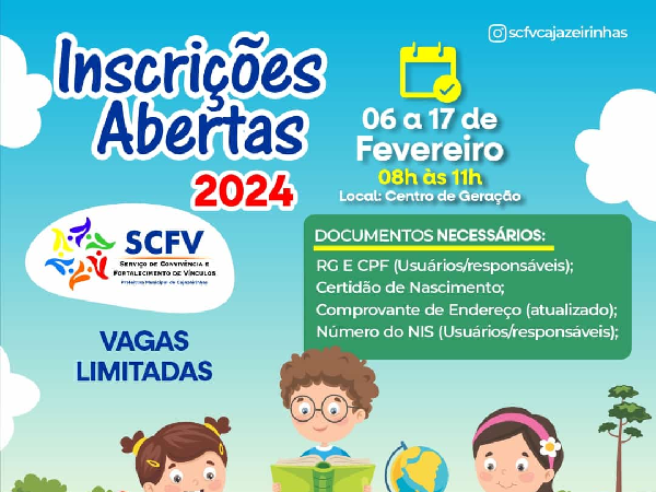 Inscrições Abertes - SCFV 2024